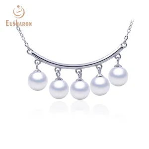 10 PCS Five Freshwater Pearls Smiley Faces Pendant Necklace