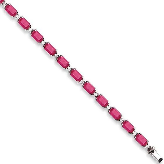 18K White Gold 8 Carat Ruby & Diamond Tennis Bracelet