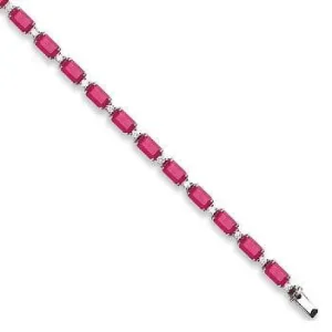 18K White Gold 8 Carat Ruby & Diamond Tennis Bracelet