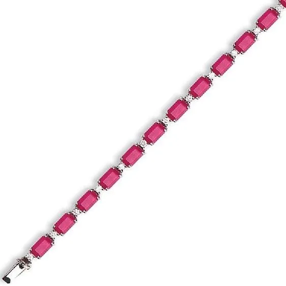 18K White Gold 8 Carat Ruby & Diamond Tennis Bracelet
