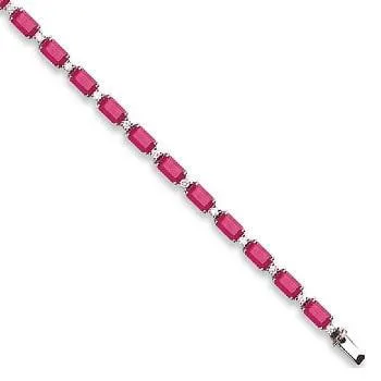 18K White Gold 8 Carat Ruby & Diamond Tennis Bracelet