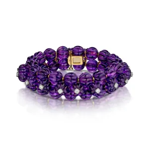 259.00 Carat Amethyst and Diamond Bracelet