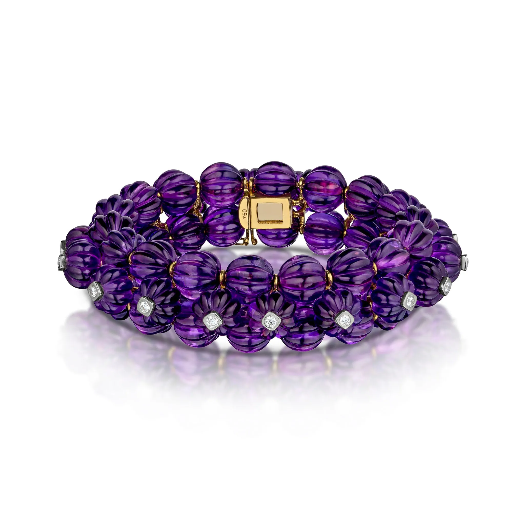 259.00 Carat Amethyst and Diamond Bracelet