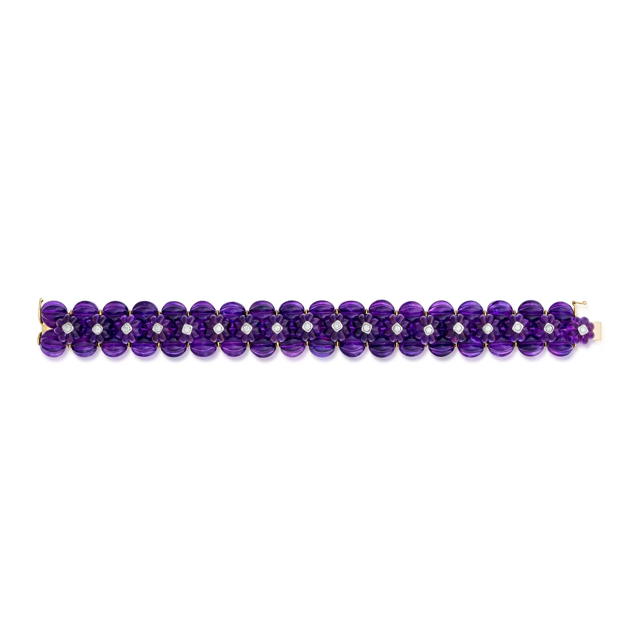 259.00 Carat Amethyst and Diamond Bracelet