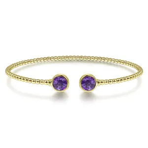 Bead Cuff with Round Amethyst