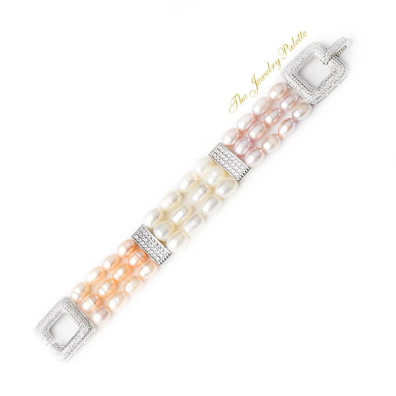 Belle lustrous multicolor freshwater pearl three tier bracelet