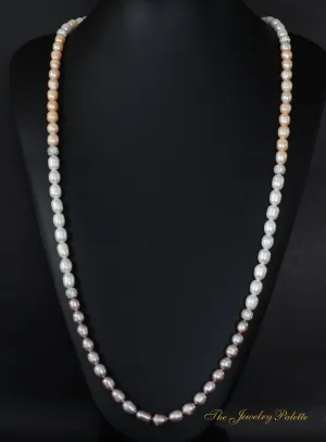 Belle multicolor freshwater pearl single tier long necklace