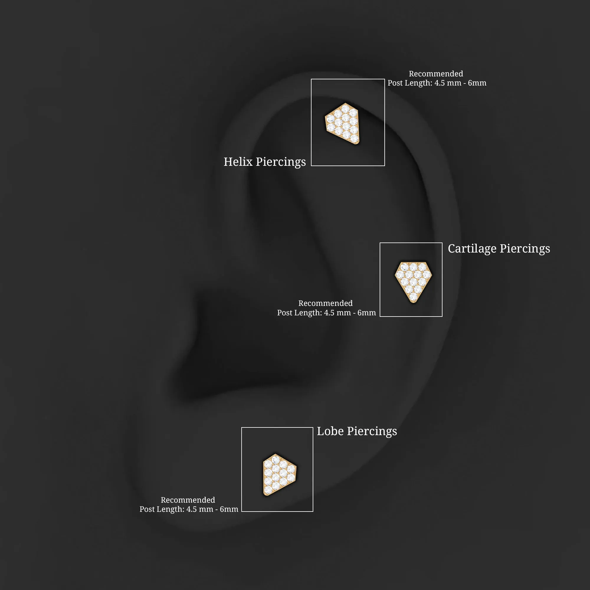 Certified Moissanite Pentagon Cartilage Earring