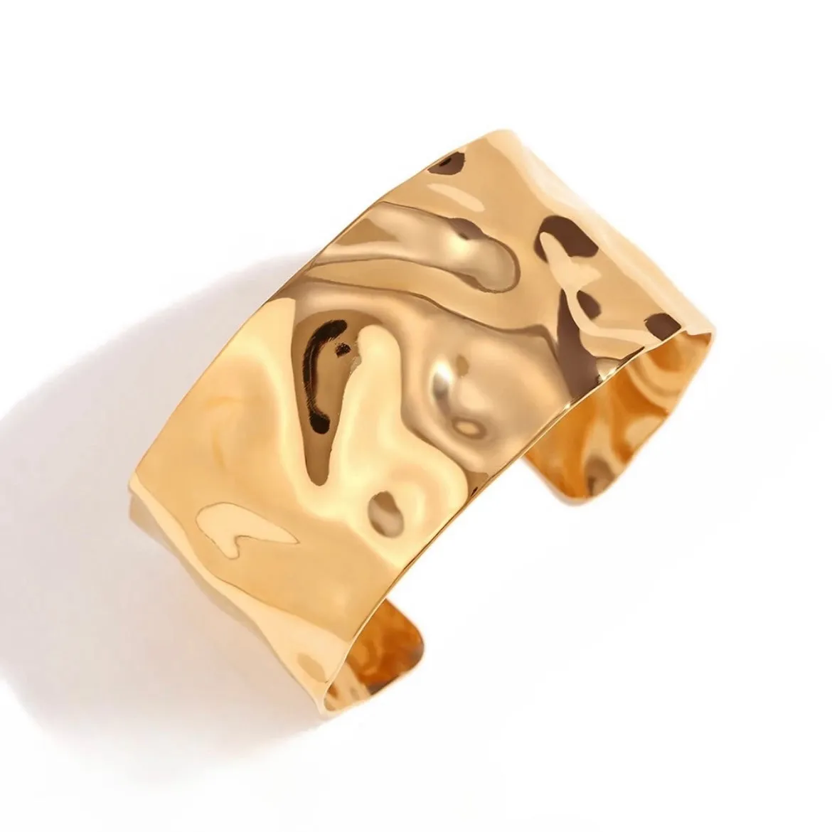 Chunky Hammered Wide Cuff Bracelet