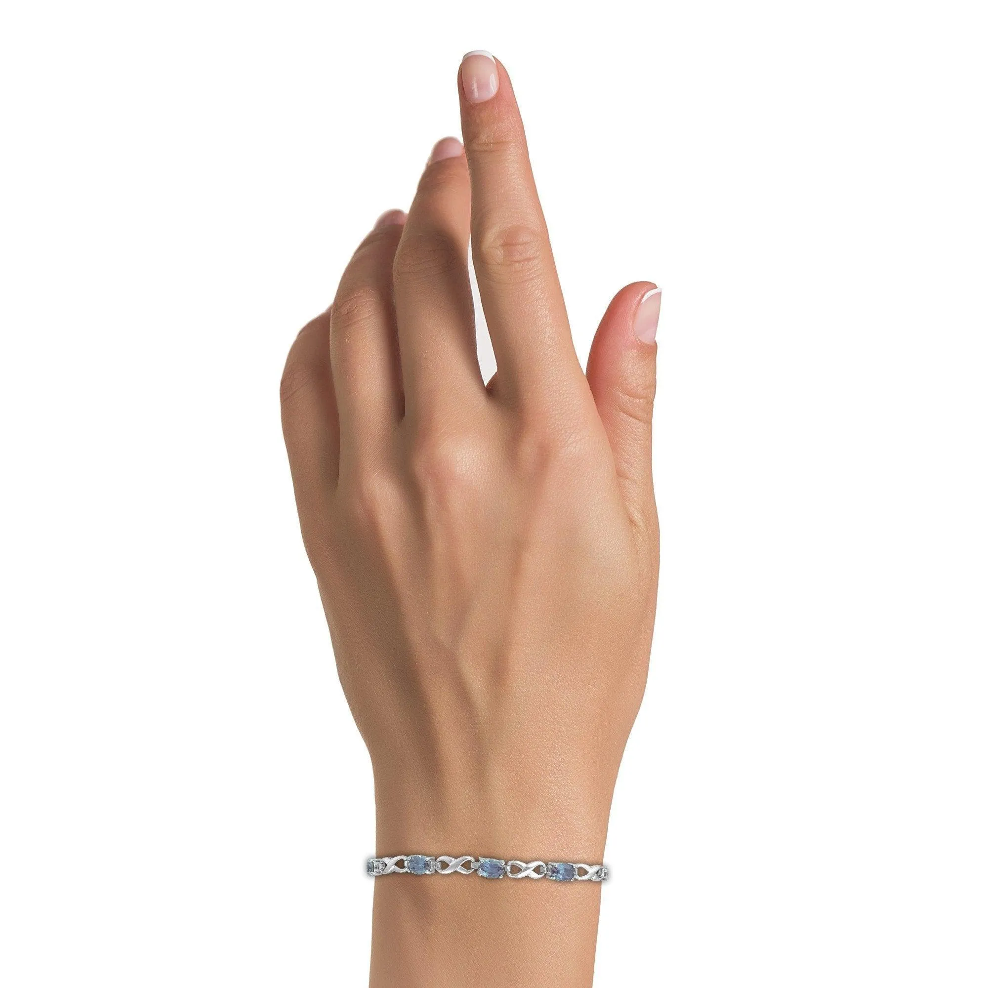 Created Alexandrite Infinity Bracelet in Silver