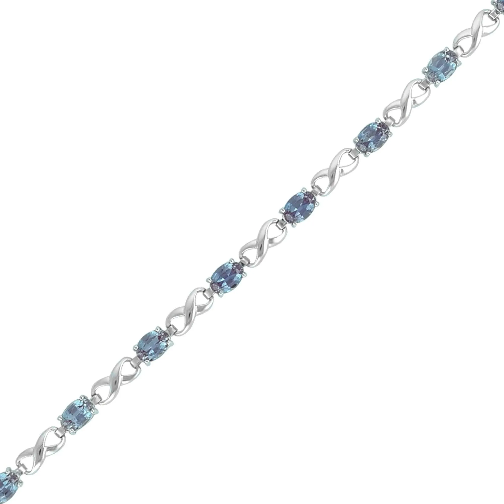 Created Alexandrite Infinity Bracelet in Silver
