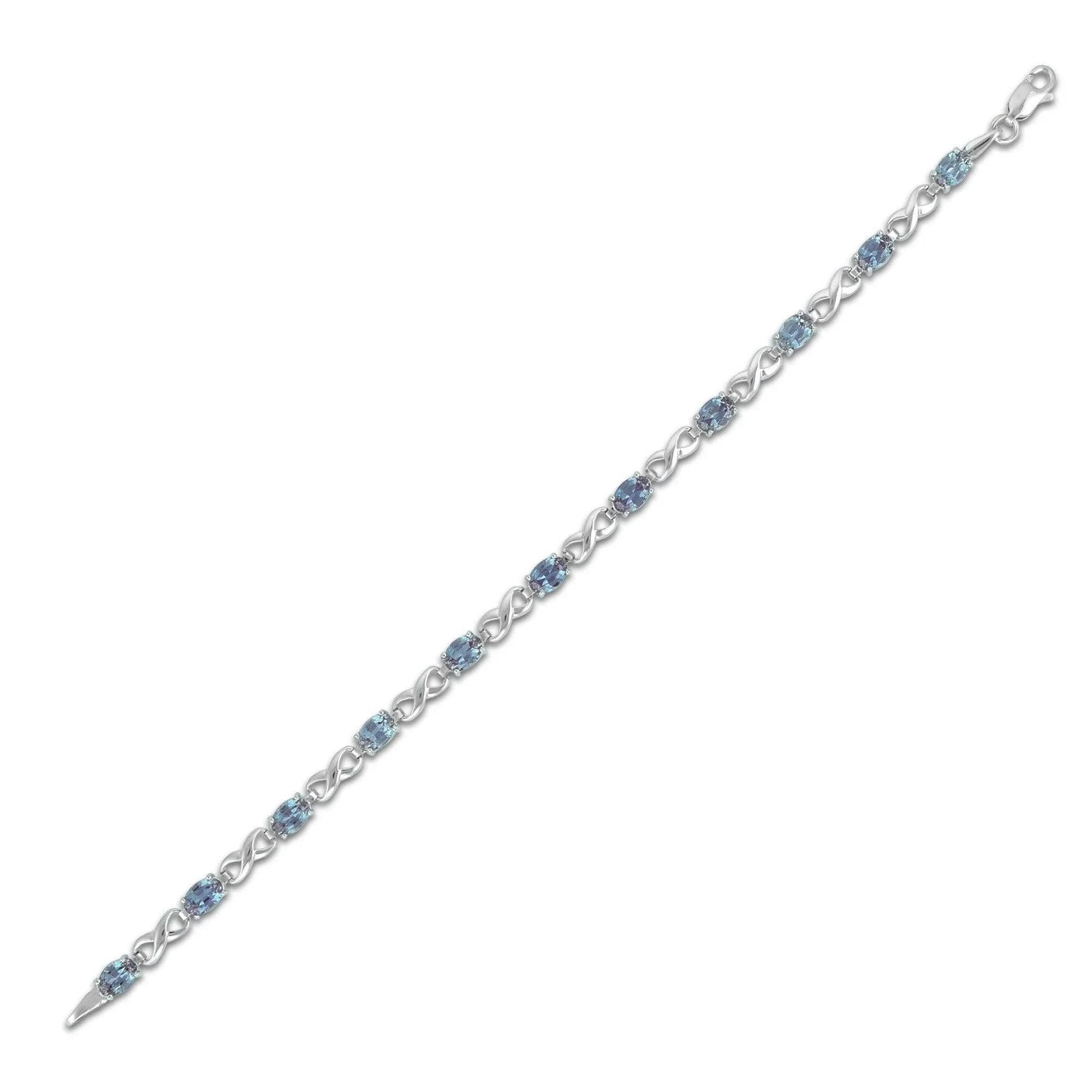 Created Alexandrite Infinity Bracelet in Silver