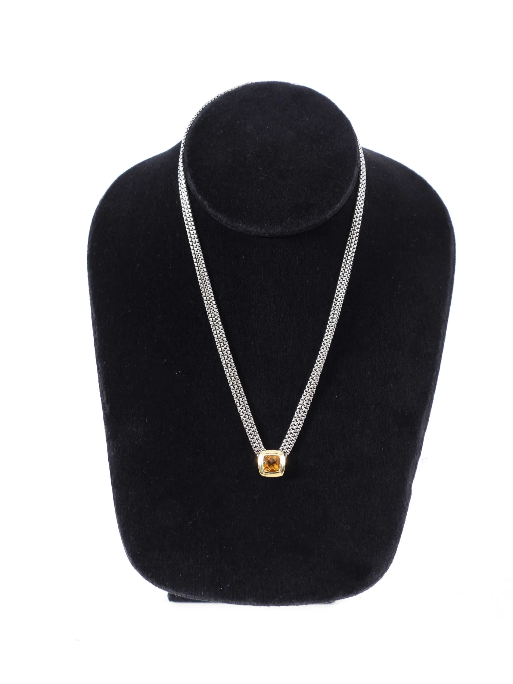 David Yurman Sterling Silver 18k Gold Citrine Albion Triple Necklace