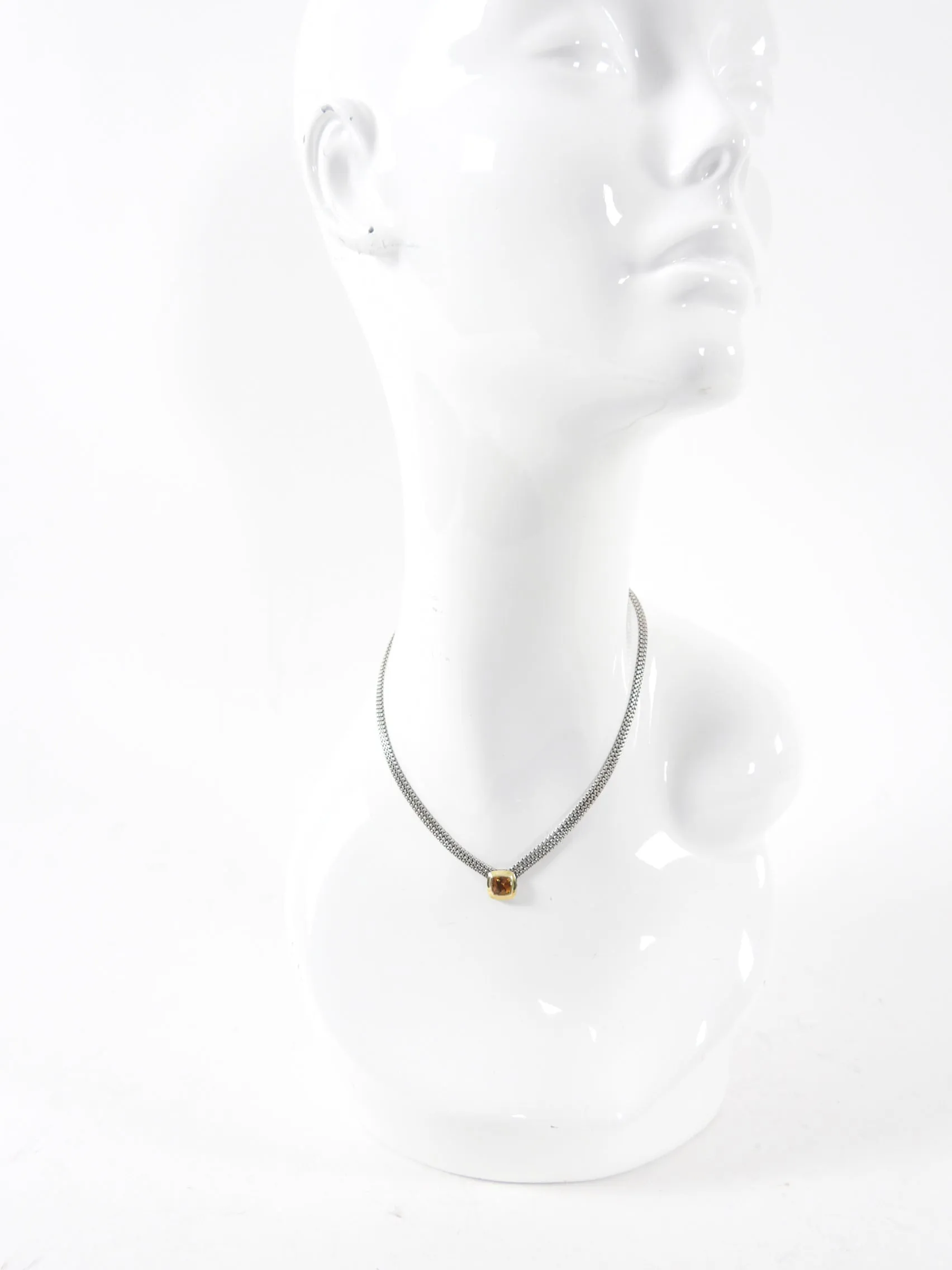 David Yurman Sterling Silver 18k Gold Citrine Albion Triple Necklace