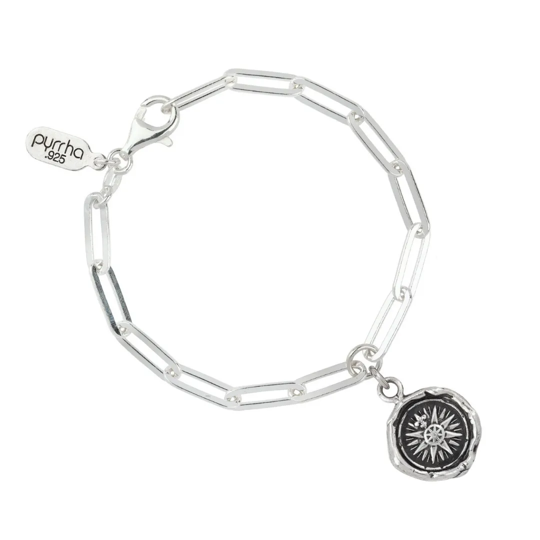 Direction Talisman Bracelet on Paperclip Chain