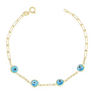 Enamel Evil Eye Paper Clip Bracelet