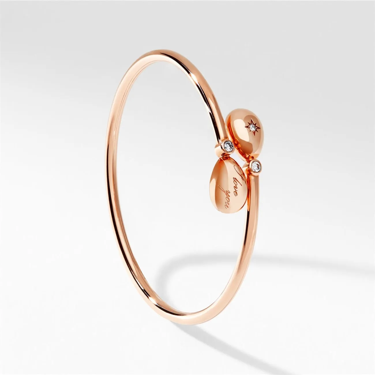 Essence 18K Rose Gold I Love You Crossover Diamond Bangle Bracelet