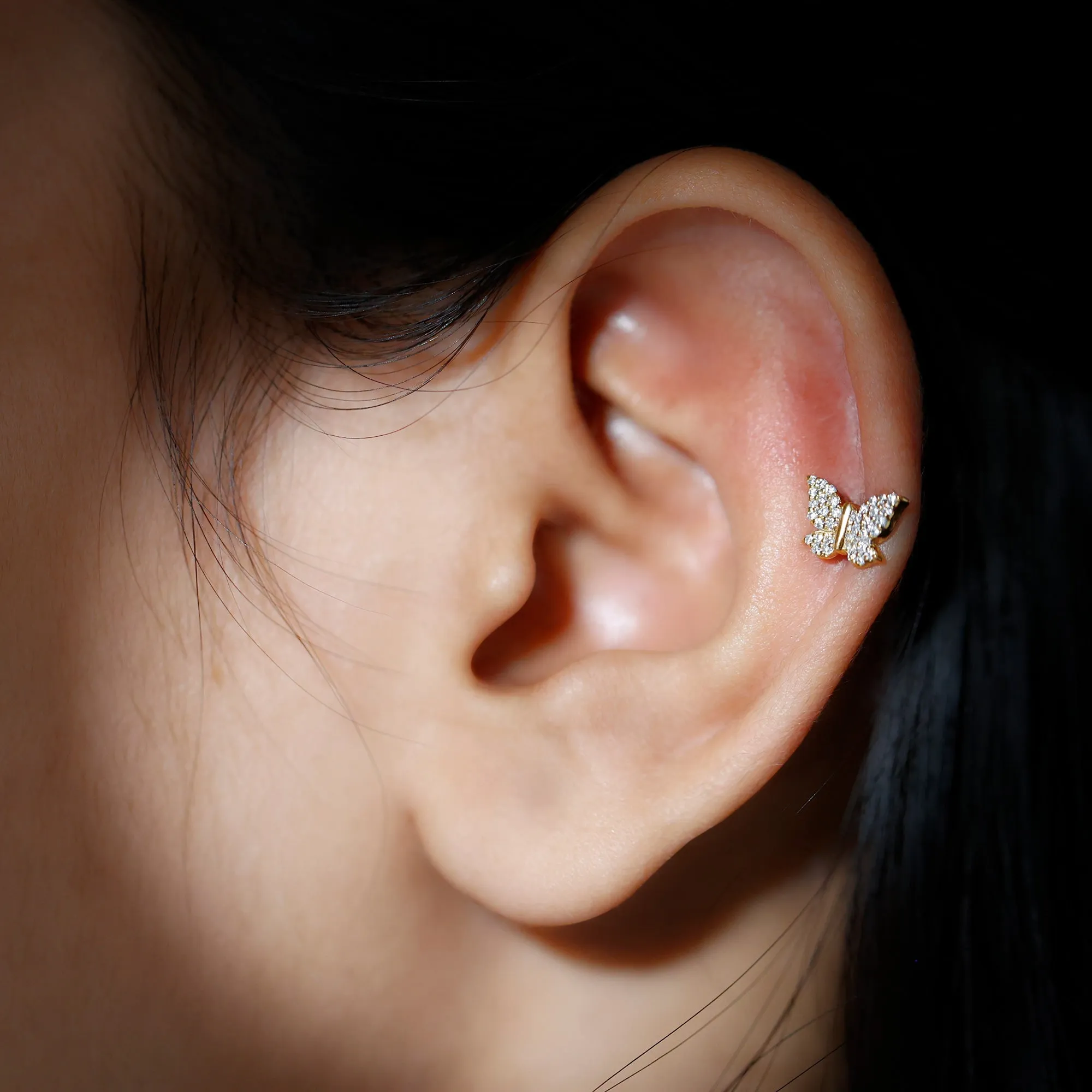 Exquisite Moissanite Butterfly Cartilage Earring