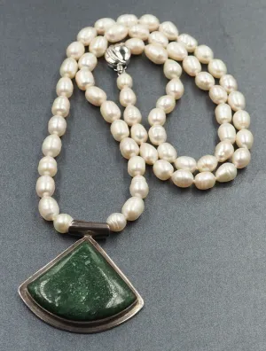 Freshwater Pearl Strand Necklace Sterling Silver & Glass Pendant Fine Jewellery