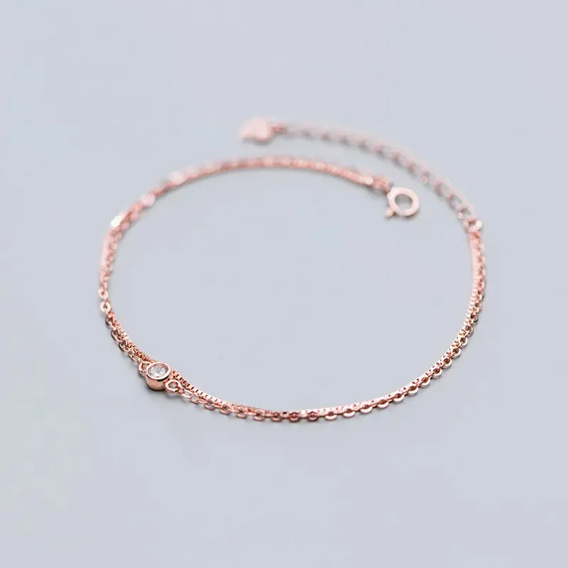 Gold CZ Zircon Chain Bracelet for Women