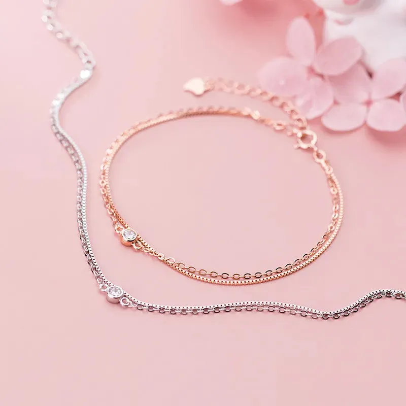 Gold CZ Zircon Chain Bracelet for Women