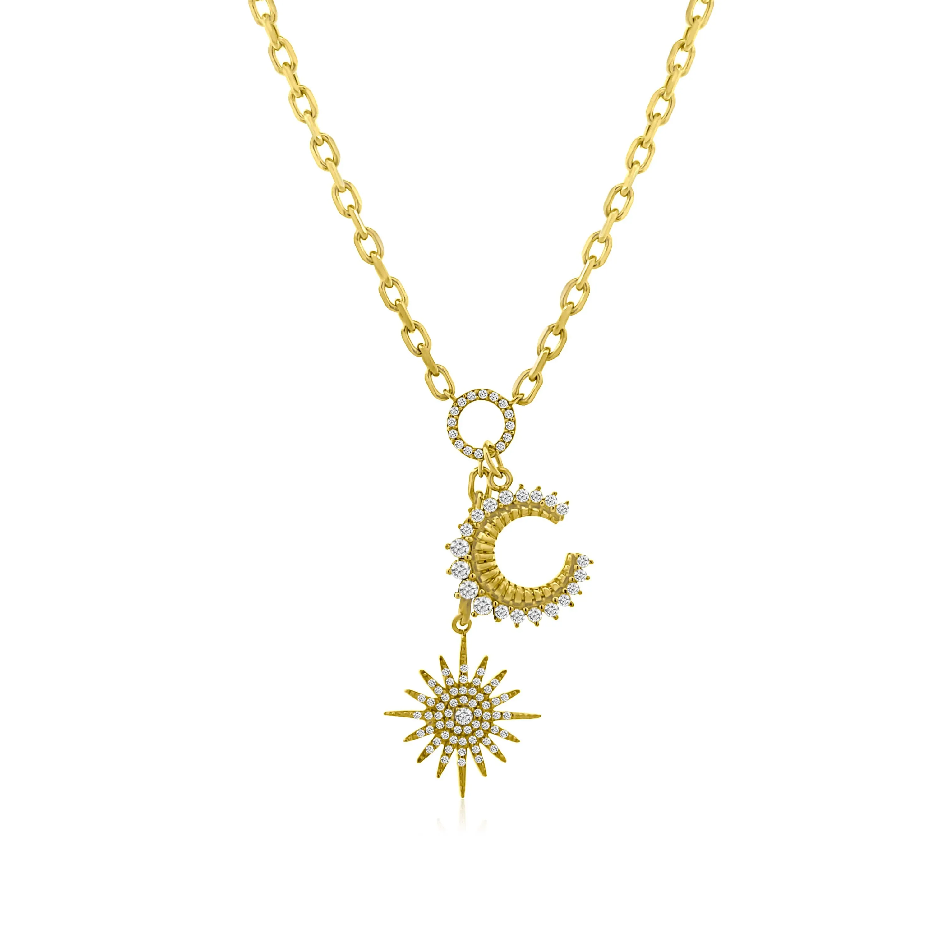 Majestic Moon and Stars Diamonds Necklace