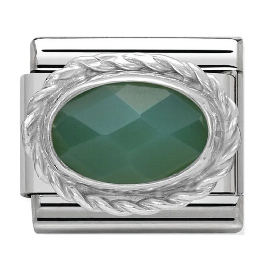 NOMINATION Link Silver and Green Agate Oval