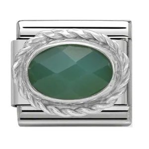 NOMINATION Link Silver and Green Agate Oval