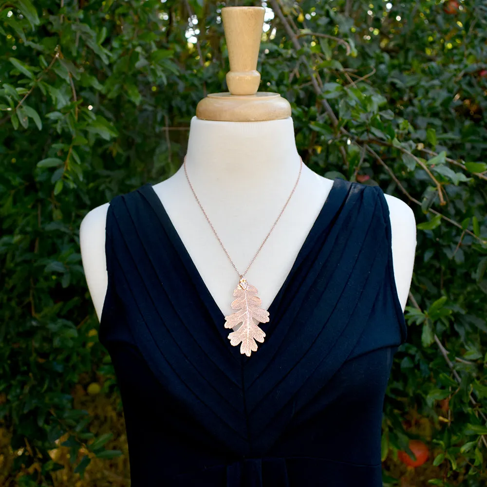Rose Gold & Copper Large Oak Leaf Necklace | Copper Electroformed Nature