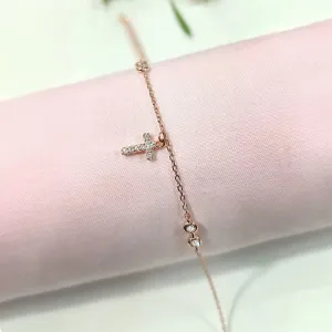 Rosegold Divine Cross Charms Bracelet