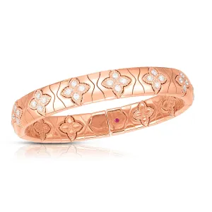 Royal Princess Flower Narrow Bangle with Diamond Flowers