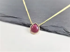 Ruby Heart Briolette Pendant Necklace