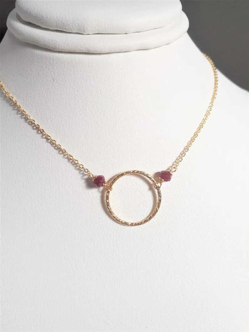 Ruby Hoop Necklace