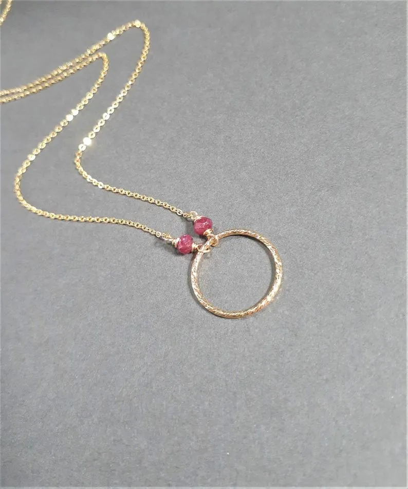 Ruby Hoop Necklace