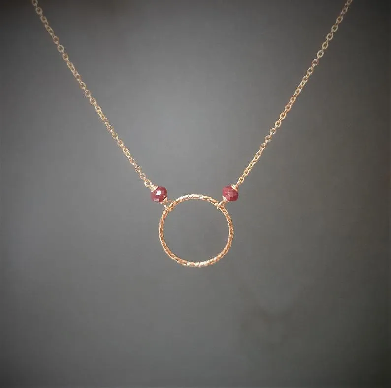 Ruby Hoop Necklace