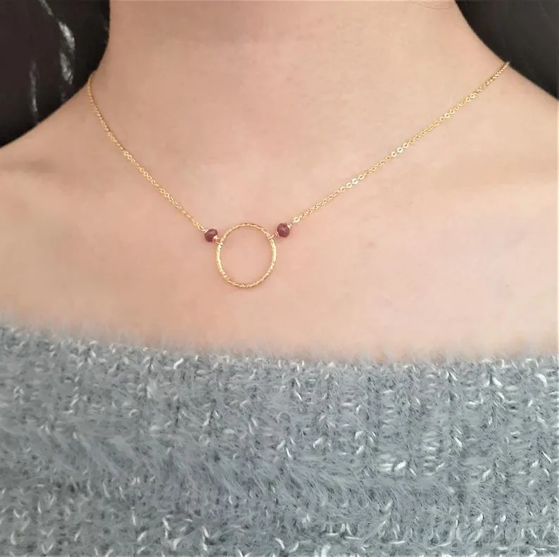 Ruby Hoop Necklace