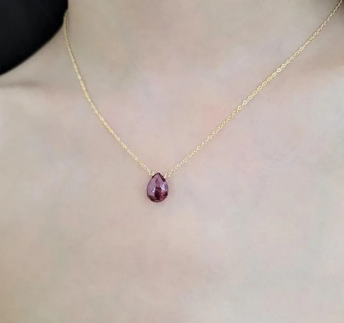 Ruby Pear Briolette Necklace
