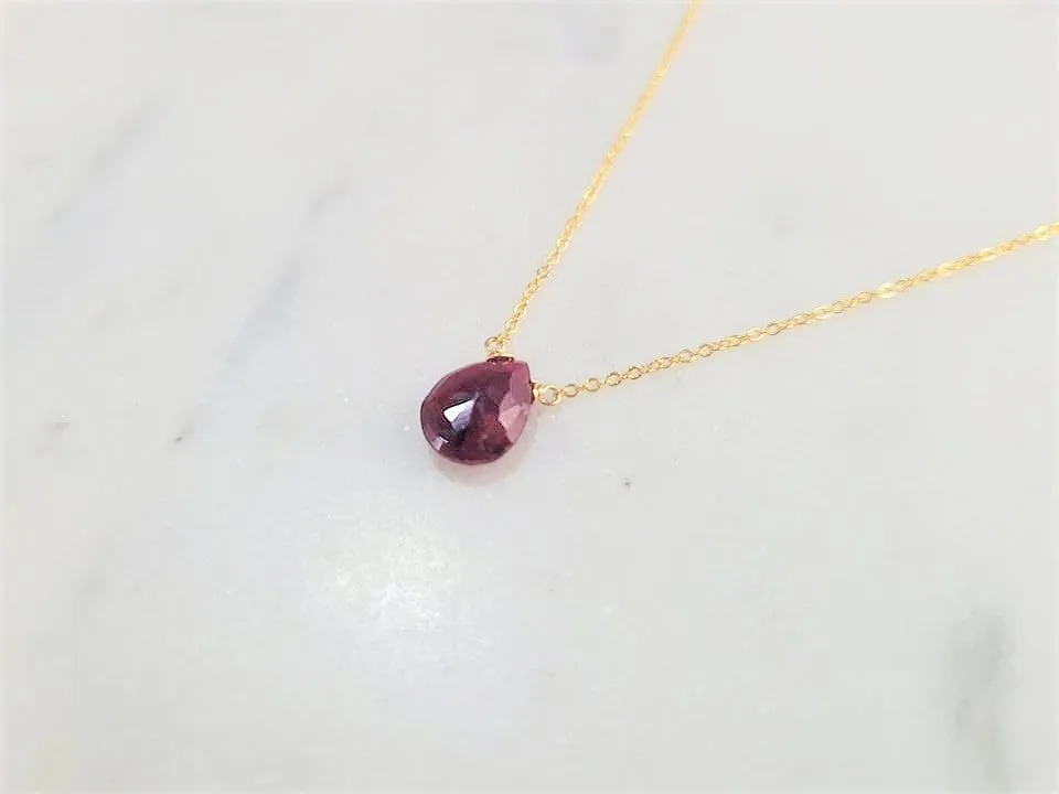 Ruby Pear Briolette Necklace