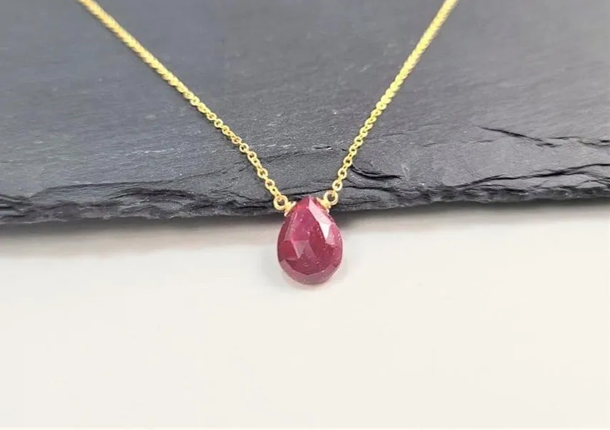 Ruby Pear Briolette Necklace