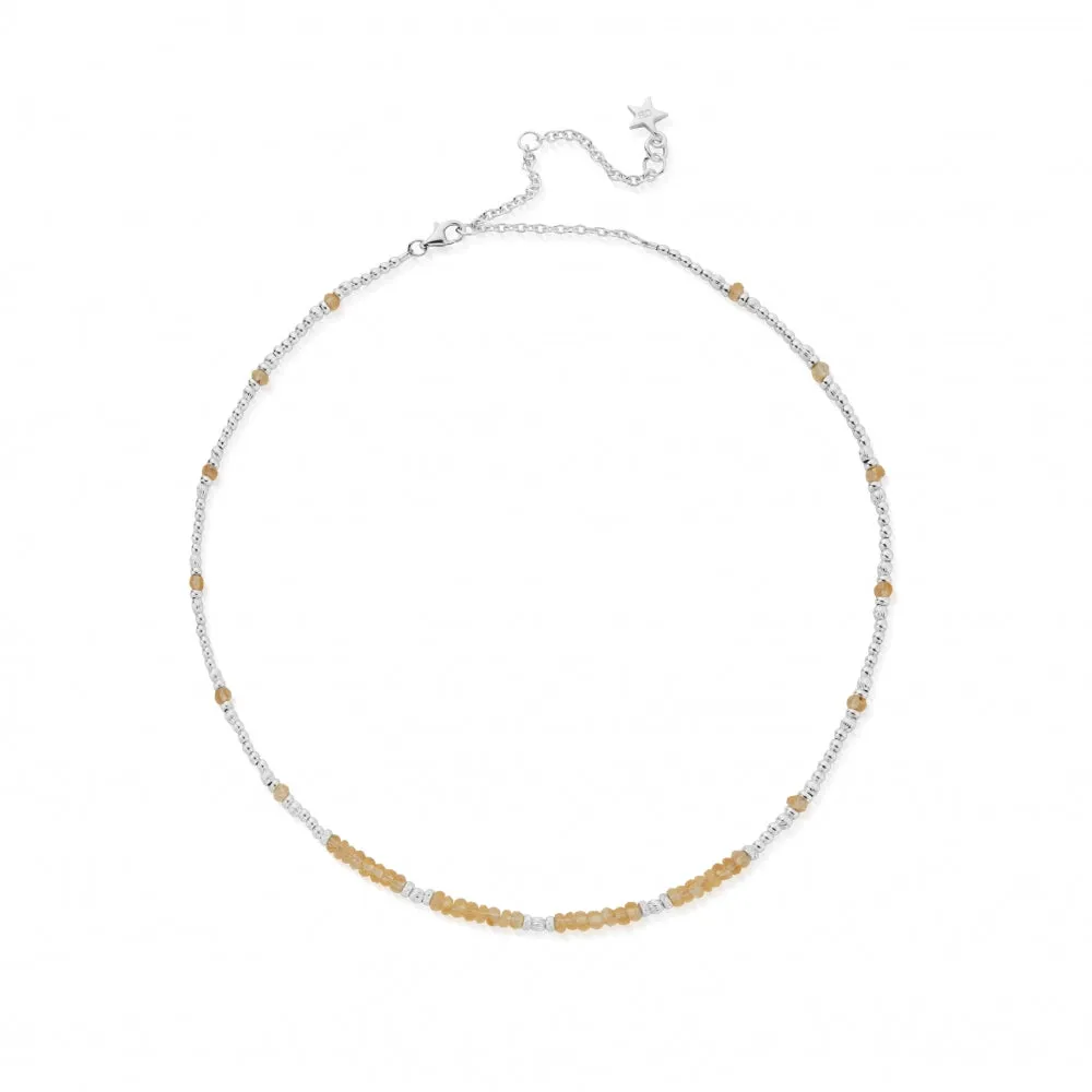 Soulful Rays Citrine Choker Necklace - Silver - SNCPDS
