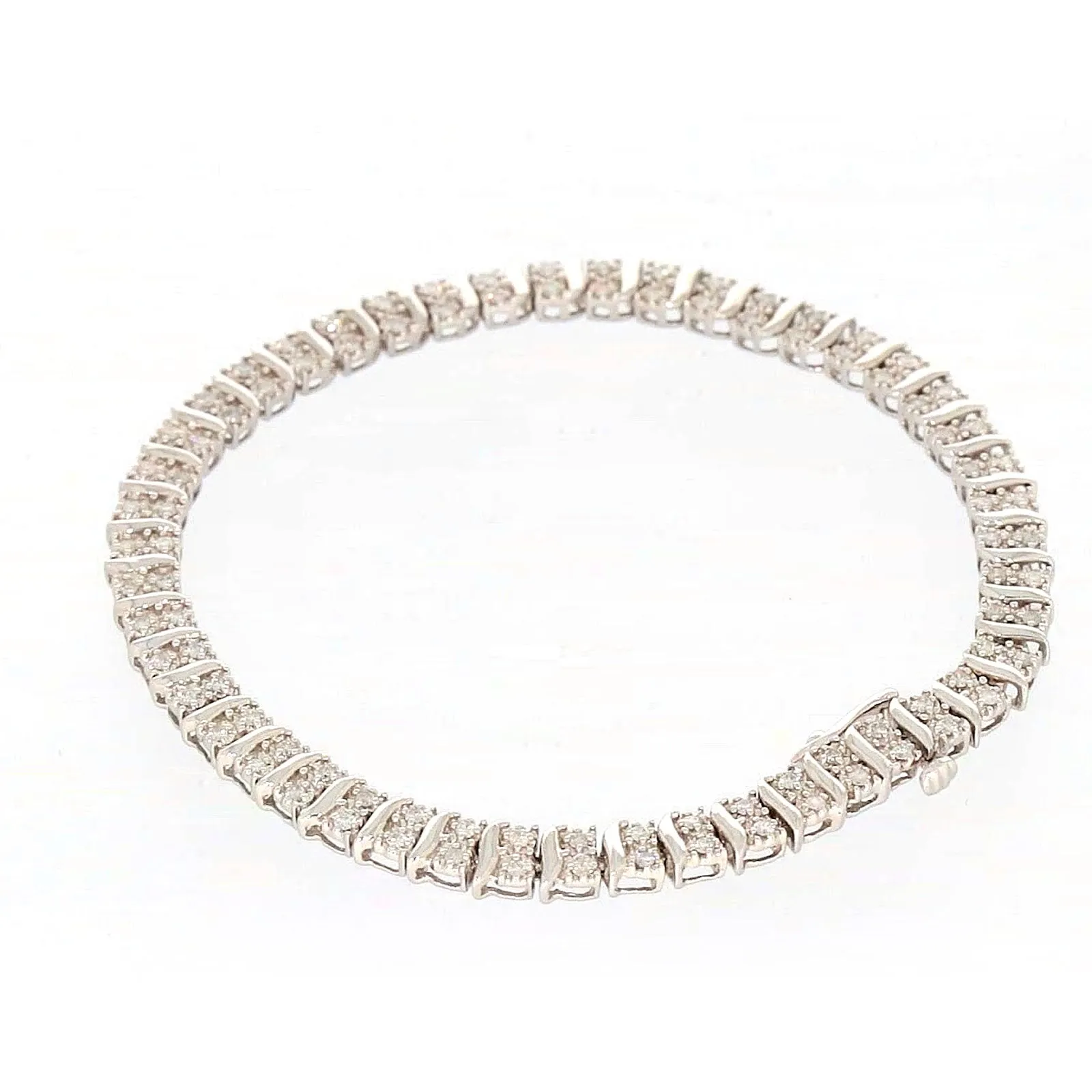 Sterling Silver Round Brilliant Cut 1 Carat tw of Diamonds Tennis Bracelet
