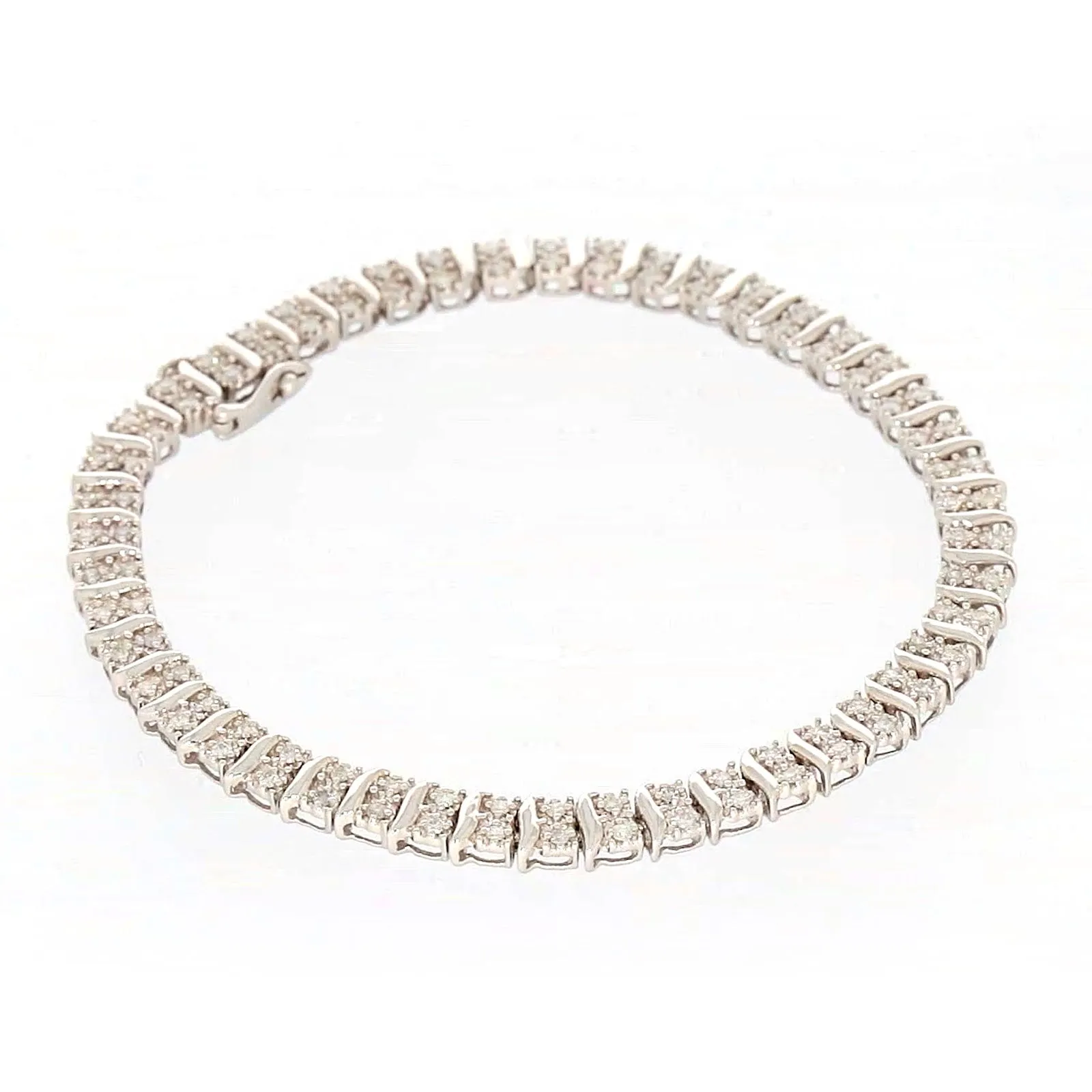 Sterling Silver Round Brilliant Cut 1 Carat tw of Diamonds Tennis Bracelet
