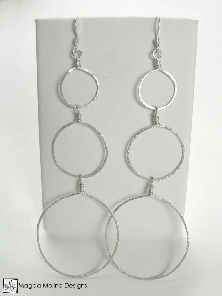 The Hammered Silver or Gold Bubbles Earrings