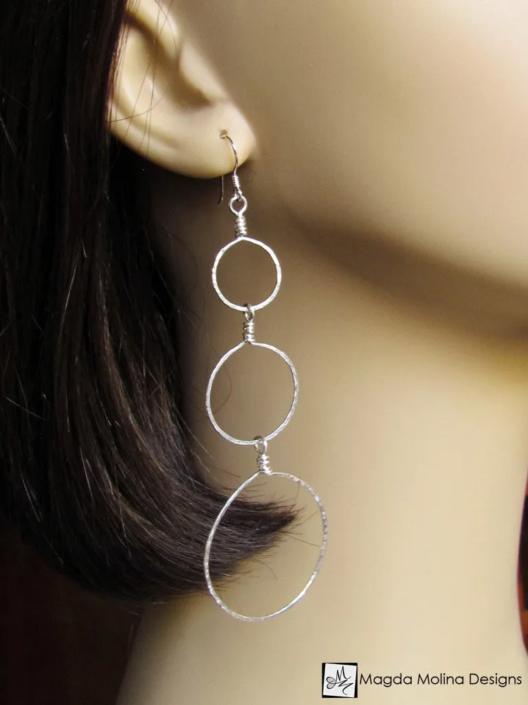 The Hammered Silver or Gold Bubbles Earrings