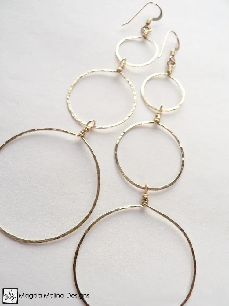 The Hammered Silver or Gold Bubbles Earrings