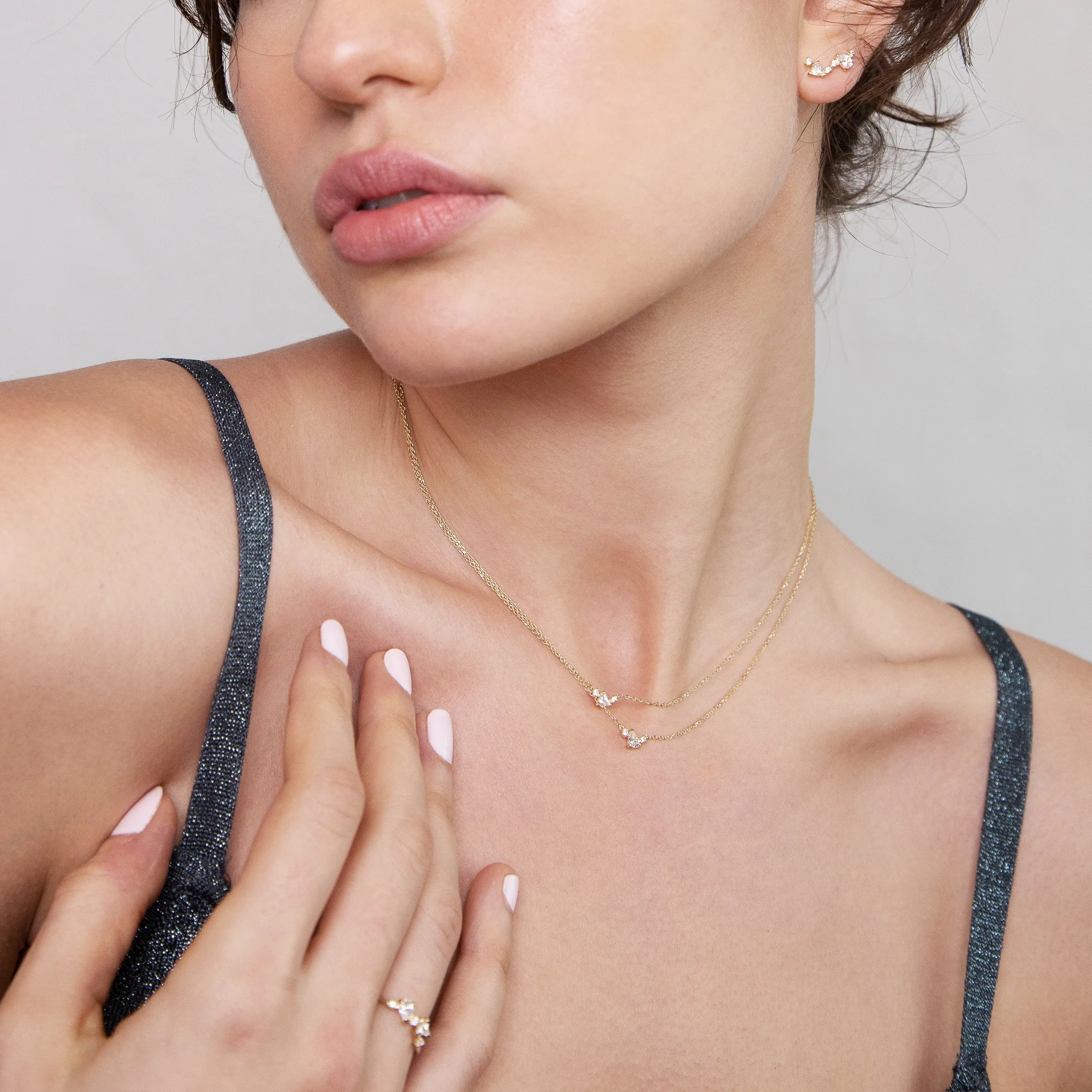 Trillion cluster Necklace - 14K/ 18K Gold