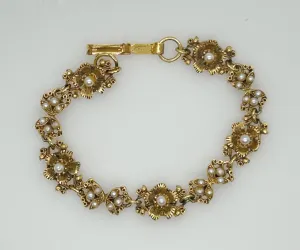 Vintage Florenza Dainty Faux Pearl Link Bracelet